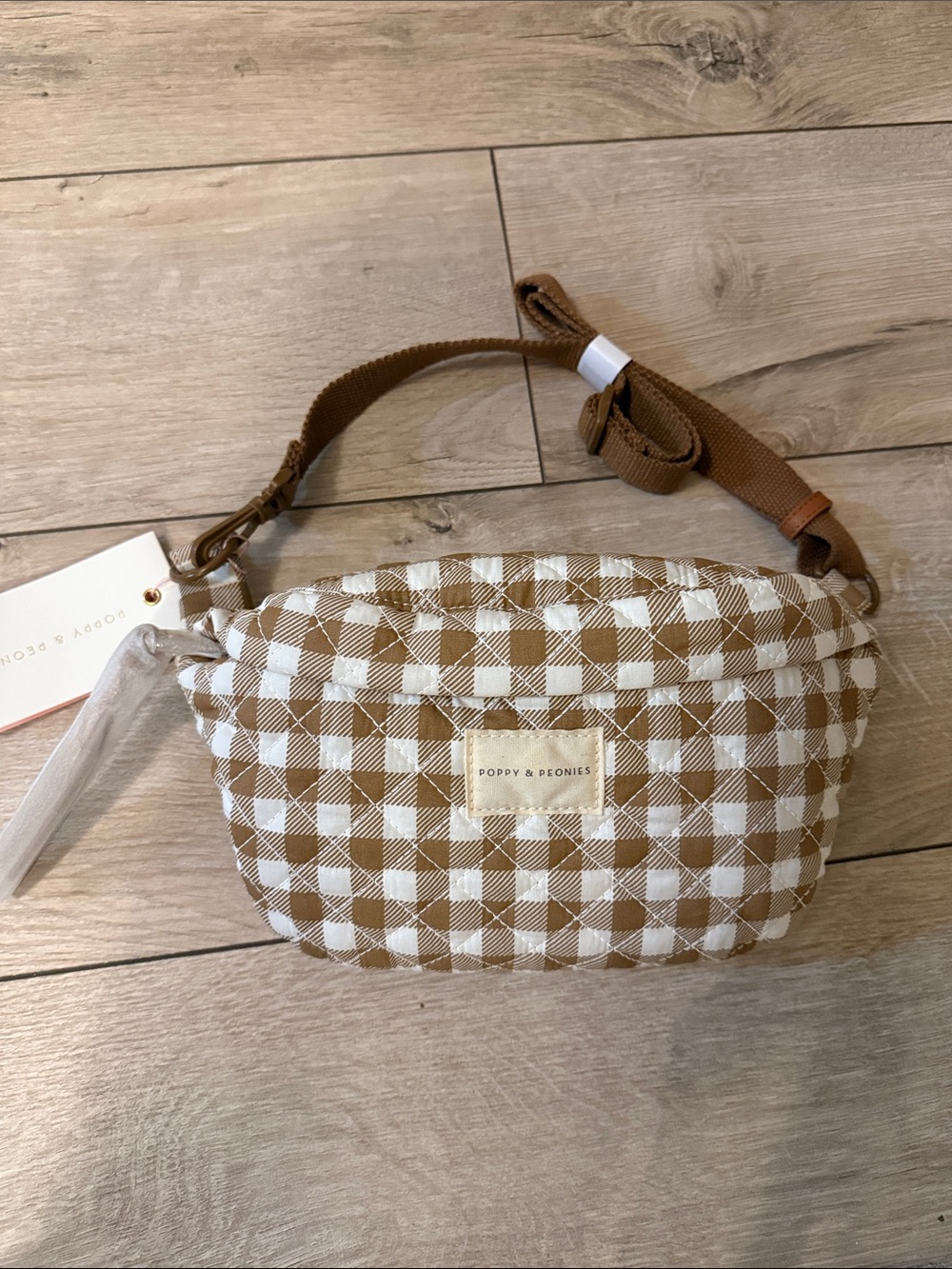 Poppy & Peonies Tan and White Gingham Sidekick